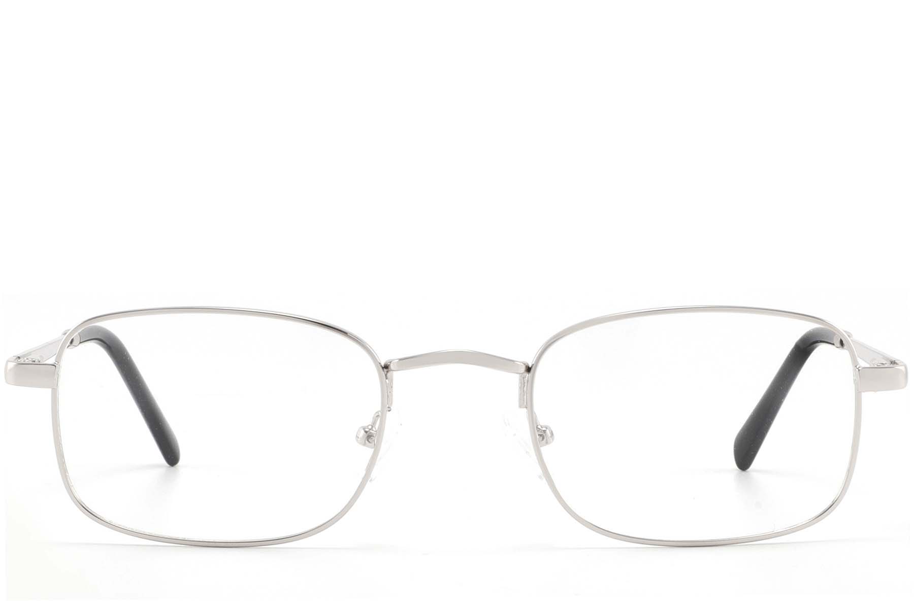 BS2425-1568_Silver_Rectangular_Metal_glasses_front