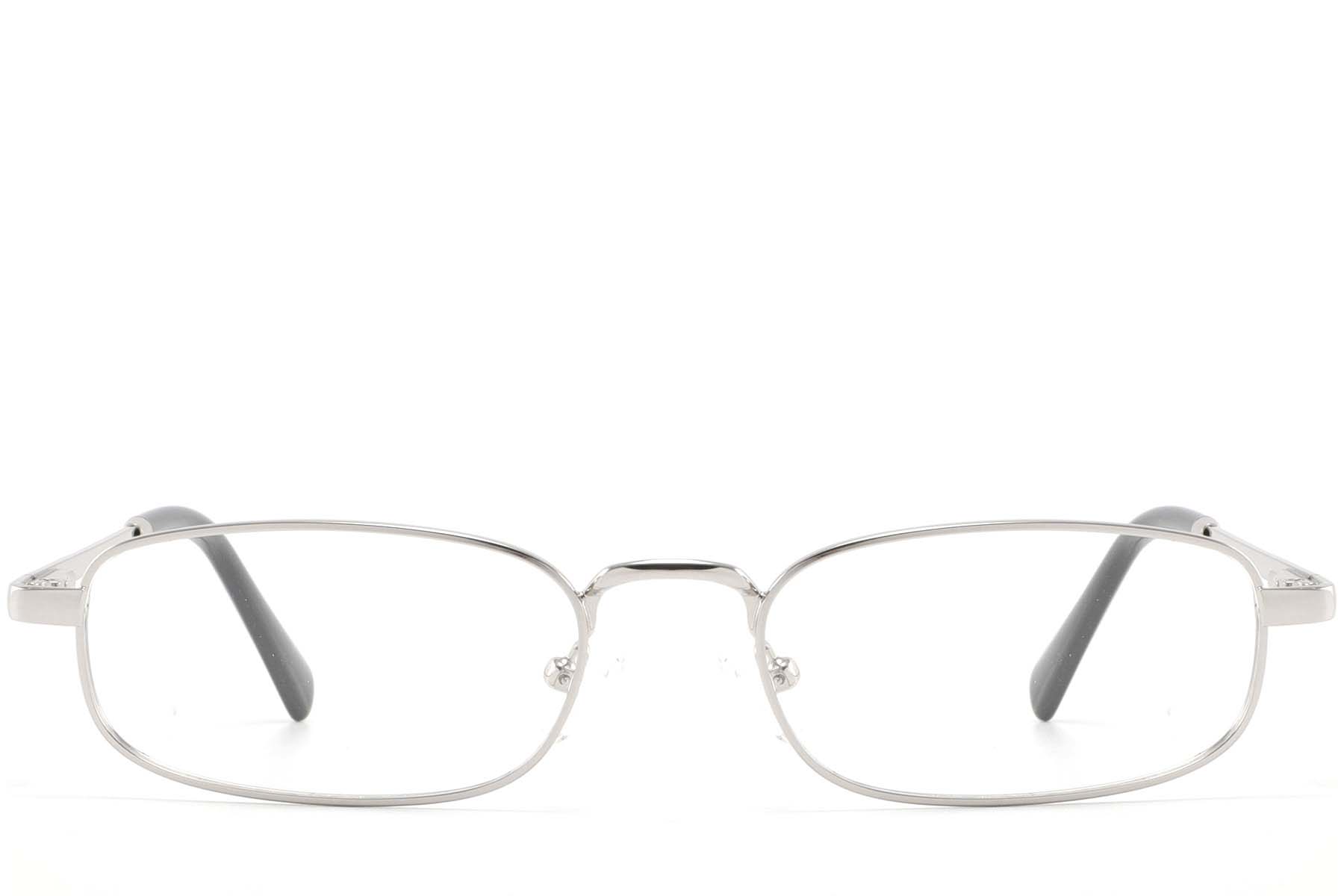 BS2425-1576_Silver_Rectangular_Metal_glasses_front