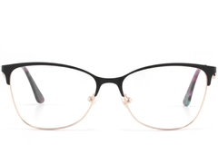 BS2425-1618_Black_Semi-rimless_Metal_glasses_front