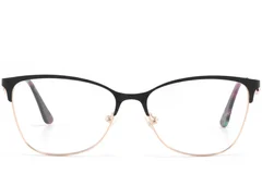 BS2425-1618_Black_Semi-rimless_Metal_glasses_front