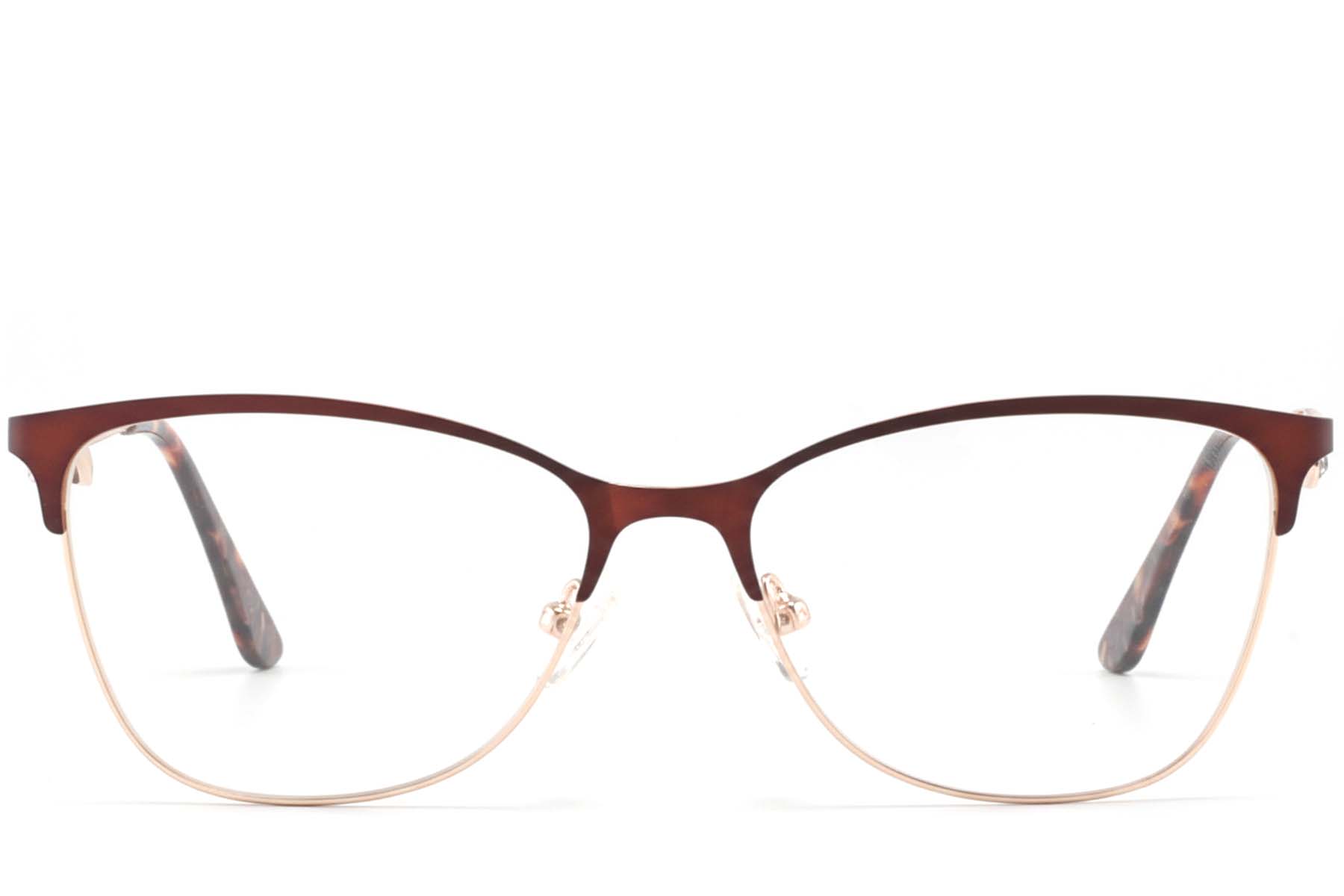BS2425-1619_Brown_Semi-rimless_Metal_glasses_front