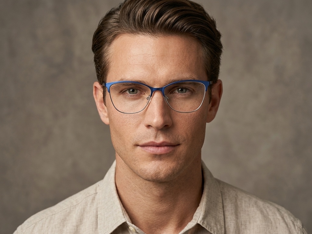Occhiali semi-senza montatura in metallo blu #BS2425-1620