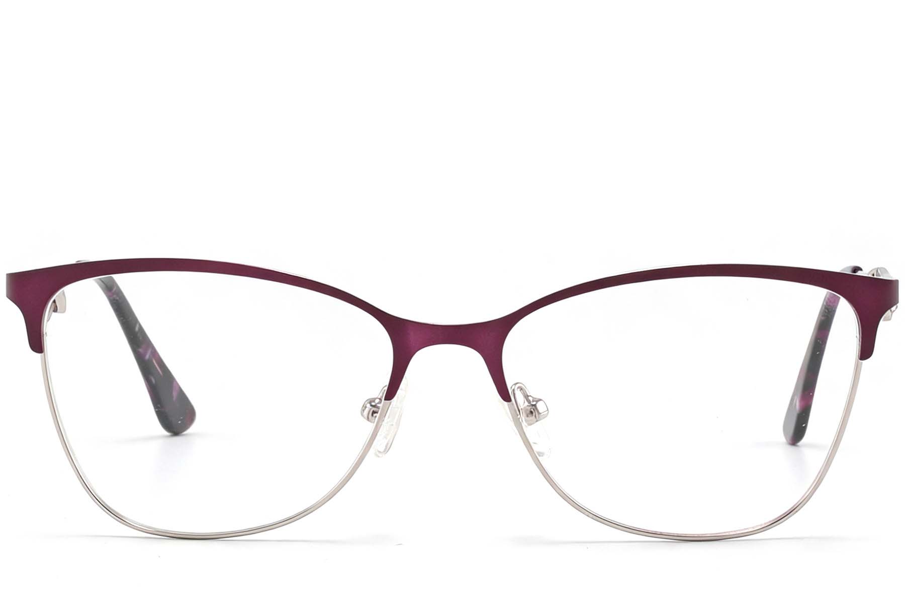 BS2425-1621_Purple_Semi-rimless_Metal_glasses_front