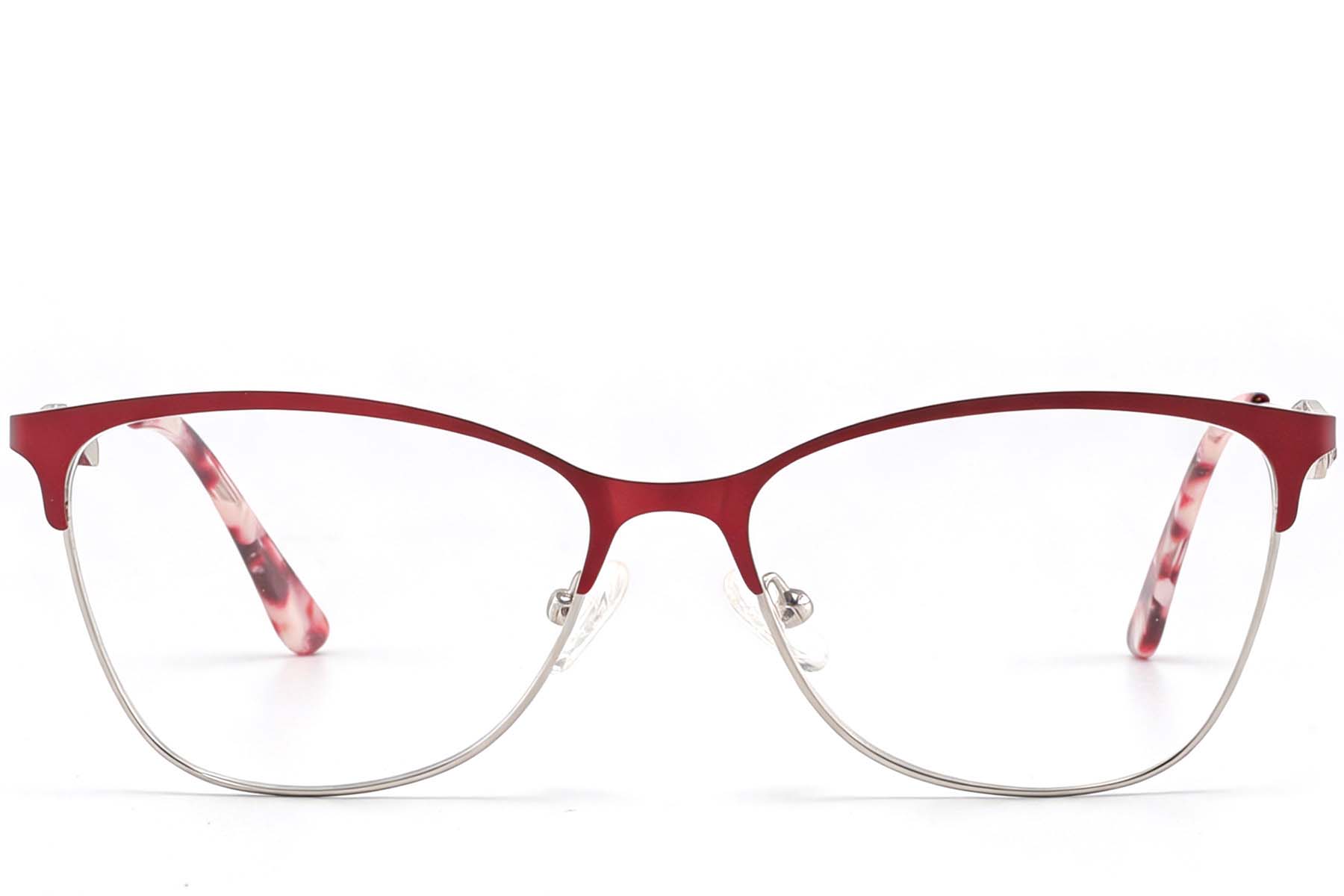 BS2425-1622_Red_Semi-rimless_Metal_glasses_front