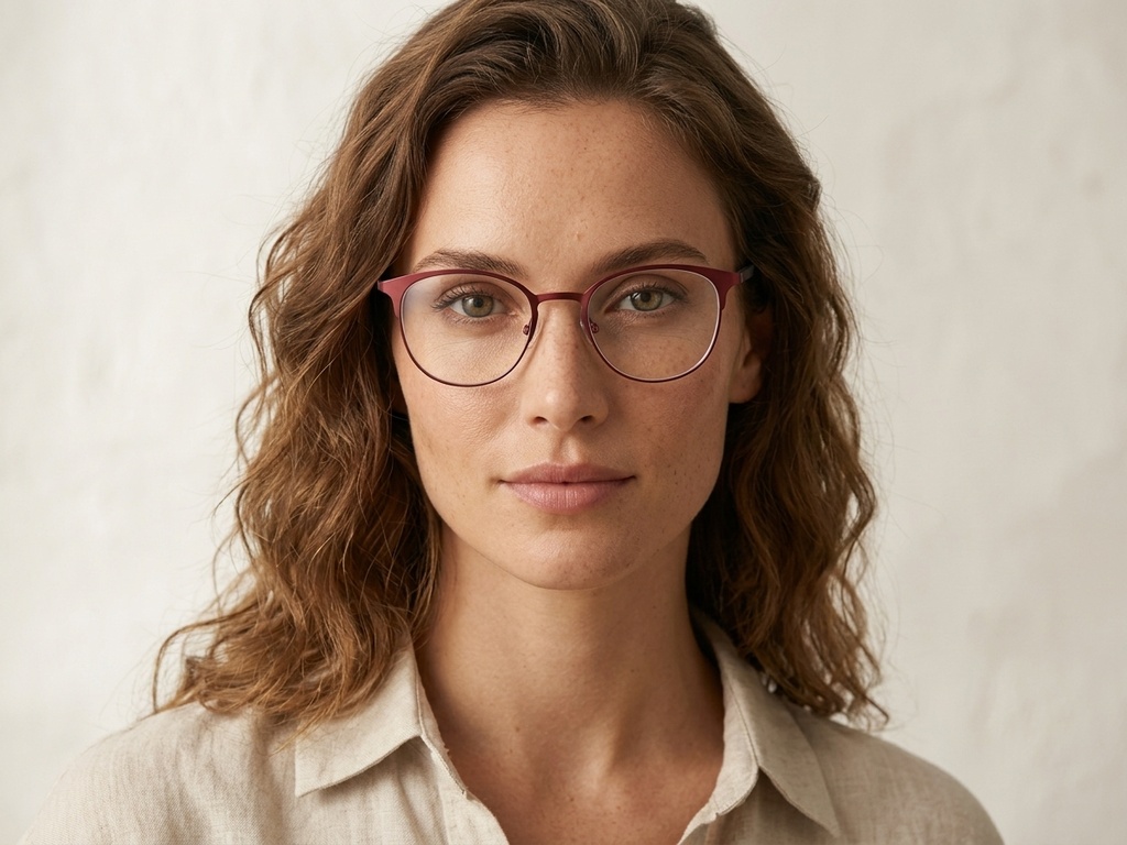 Semi-rimless Red Metal Glasses #BS2425-1625