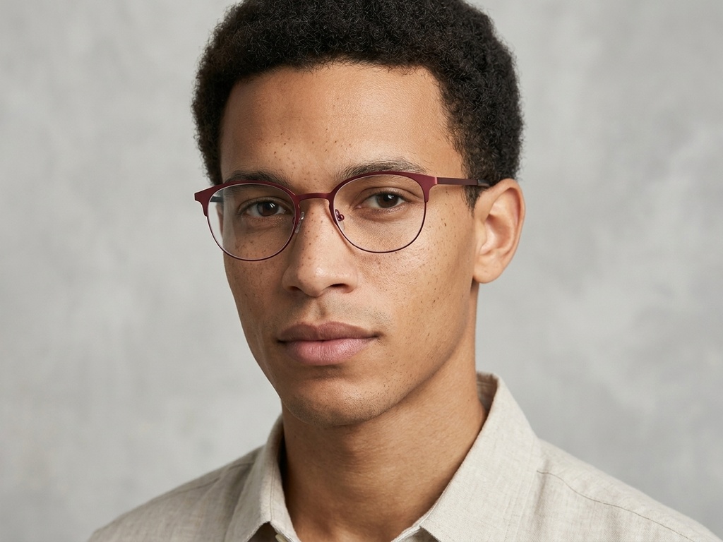 Semi-rimless Red Metal Glasses #BS2425-1625