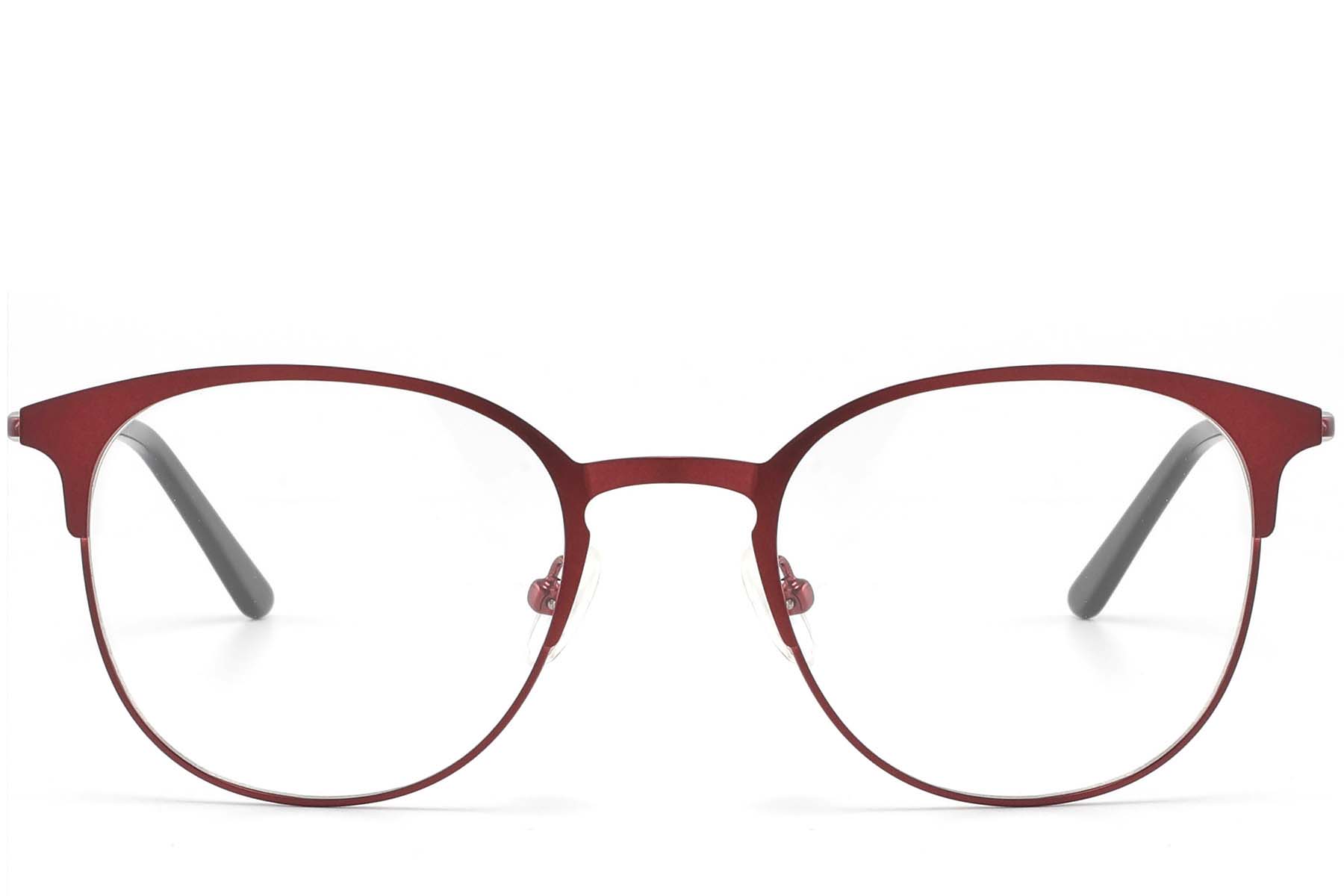 BS2425-1625_Red_Semi-rimless_Metal_glasses_front