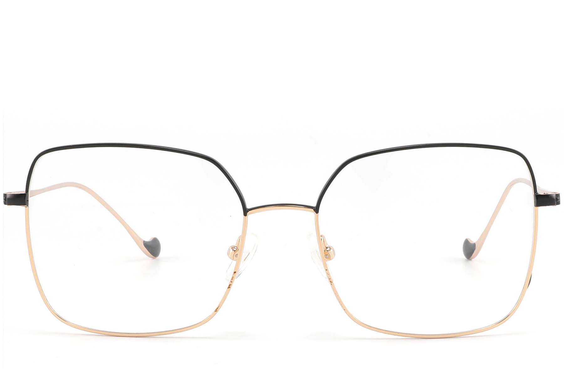 BS2425-1630_Golden_Rectangular_Metal_glasses_front