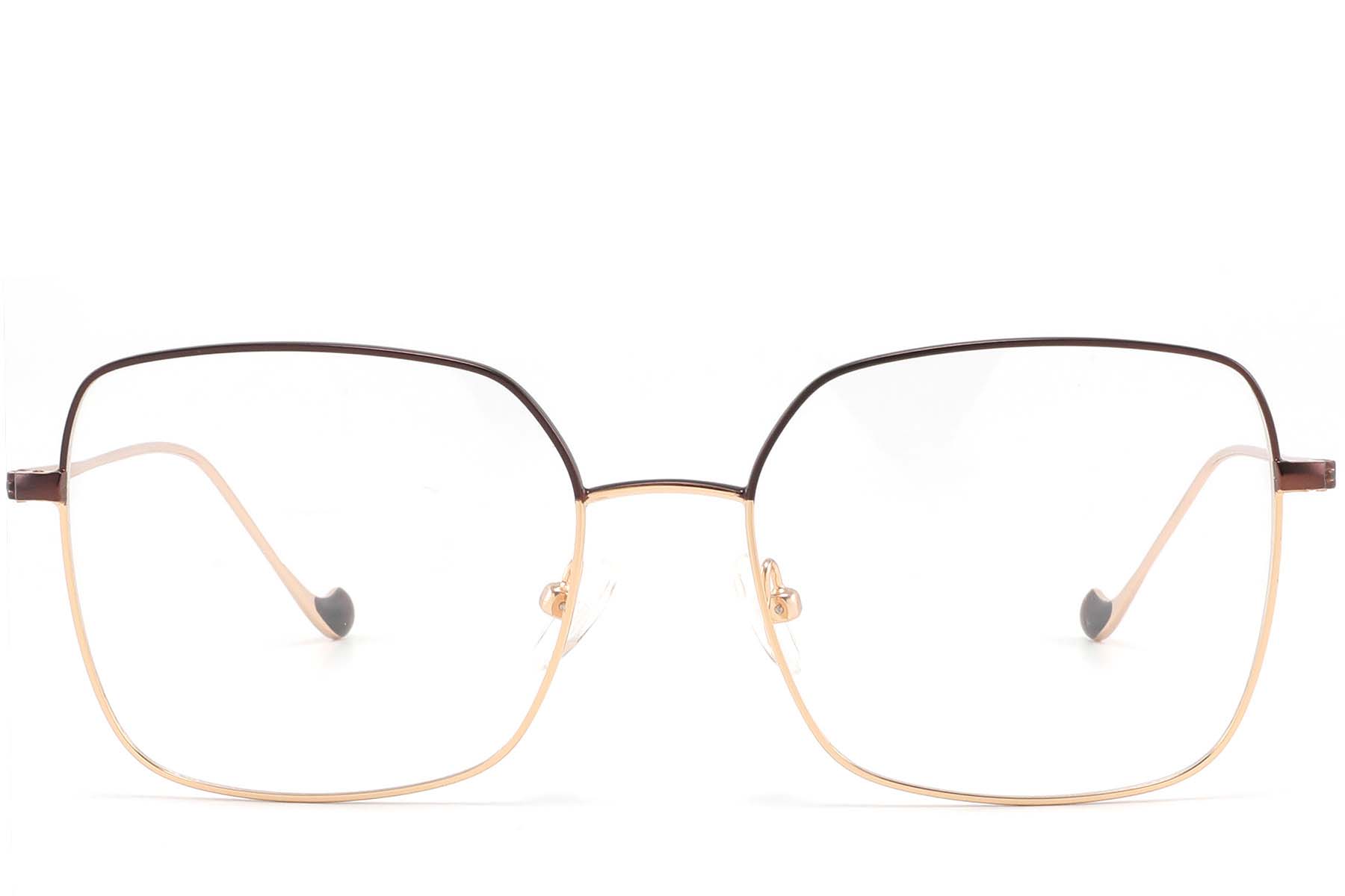 BS2425-1631_Golden_Rectangular_Metal_glasses_front