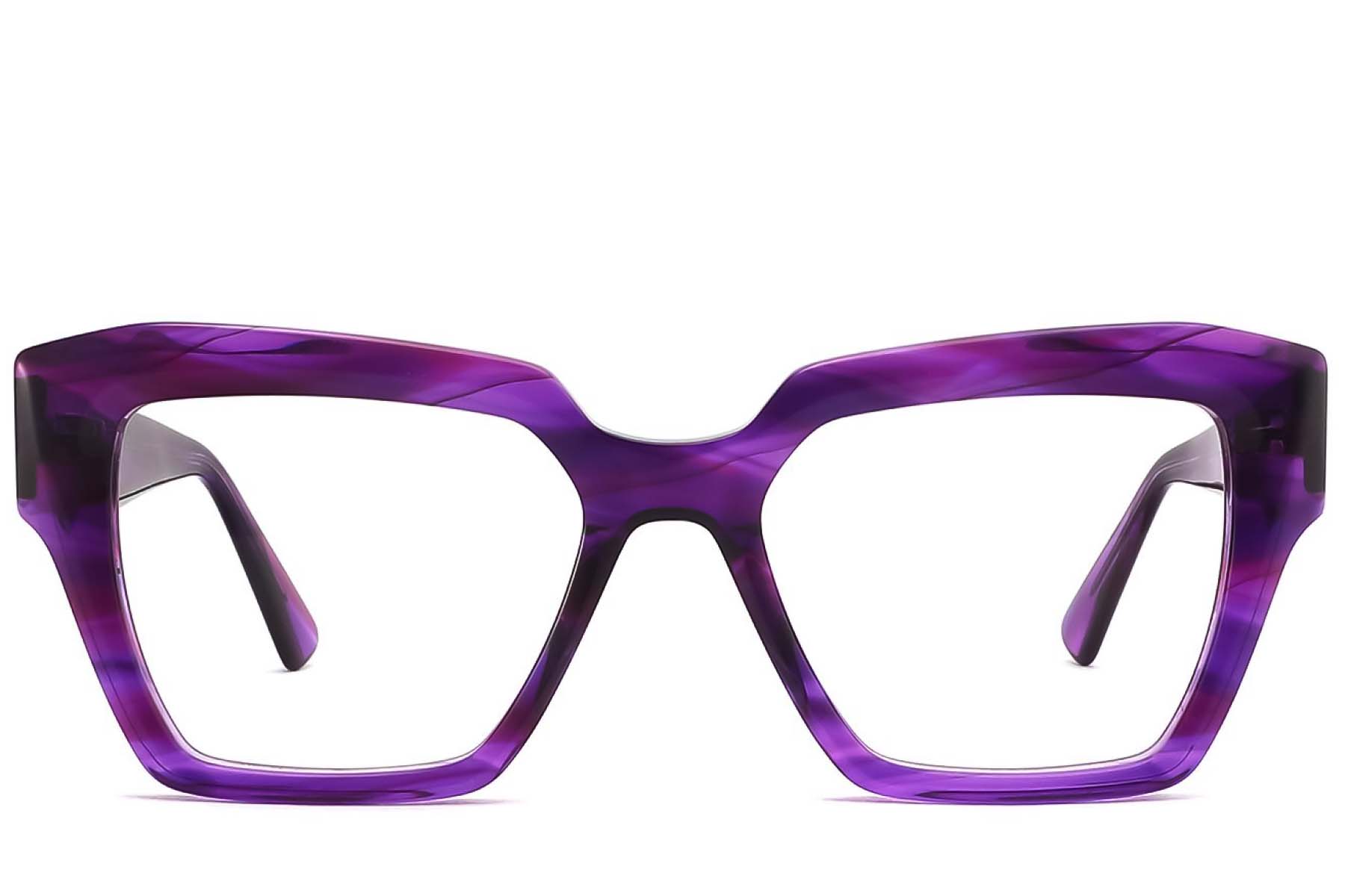 BS2425-1640_Purple_Rectangular_Acetate_Glasses_front