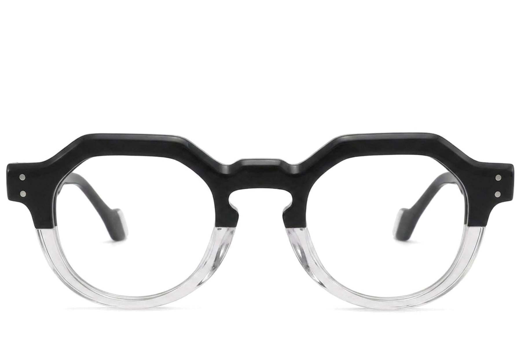 BS2425-1750_Black_Geometric_Acetate_Glasses-front