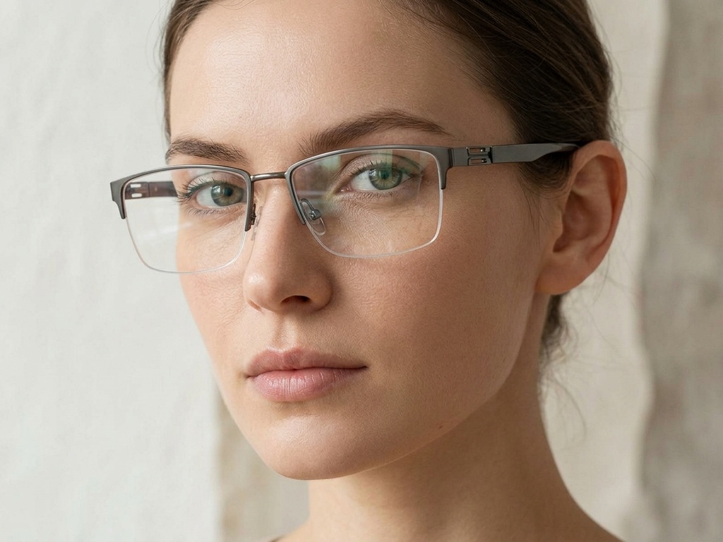 BS2425-1975_Grey_Semi-rimless_Metal_Glasses-tryon_female