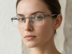 BS2425-1975_Grey_Semi-rimless_Metal_Glasses-tryon_female