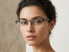 BS2425-1976_Black_Semi-rimless_Metal_Glasses-tryon_female