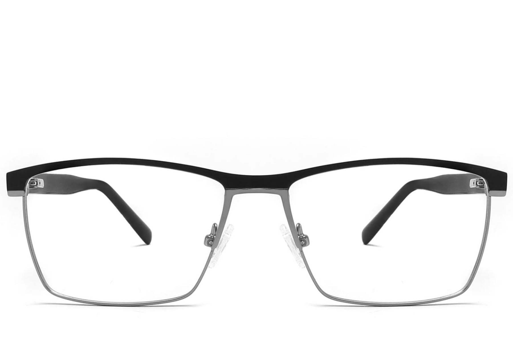 BS2425-1981_Black_Rectangular_Metal_Glasses_front