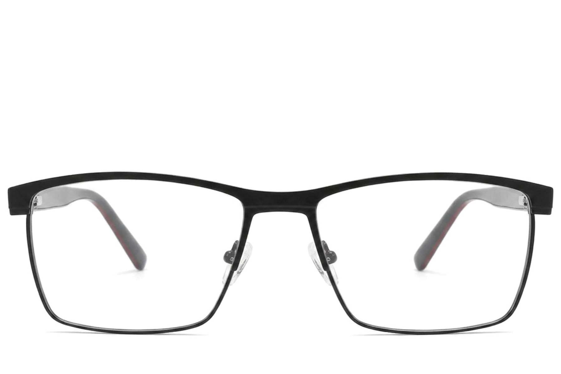 BS2425-1984_Black_Rectangular_Metal_Glasses-front
