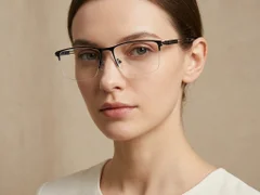 BS2425-1985_Black_Semi-rimless_Metal_Glasses-tryon_female