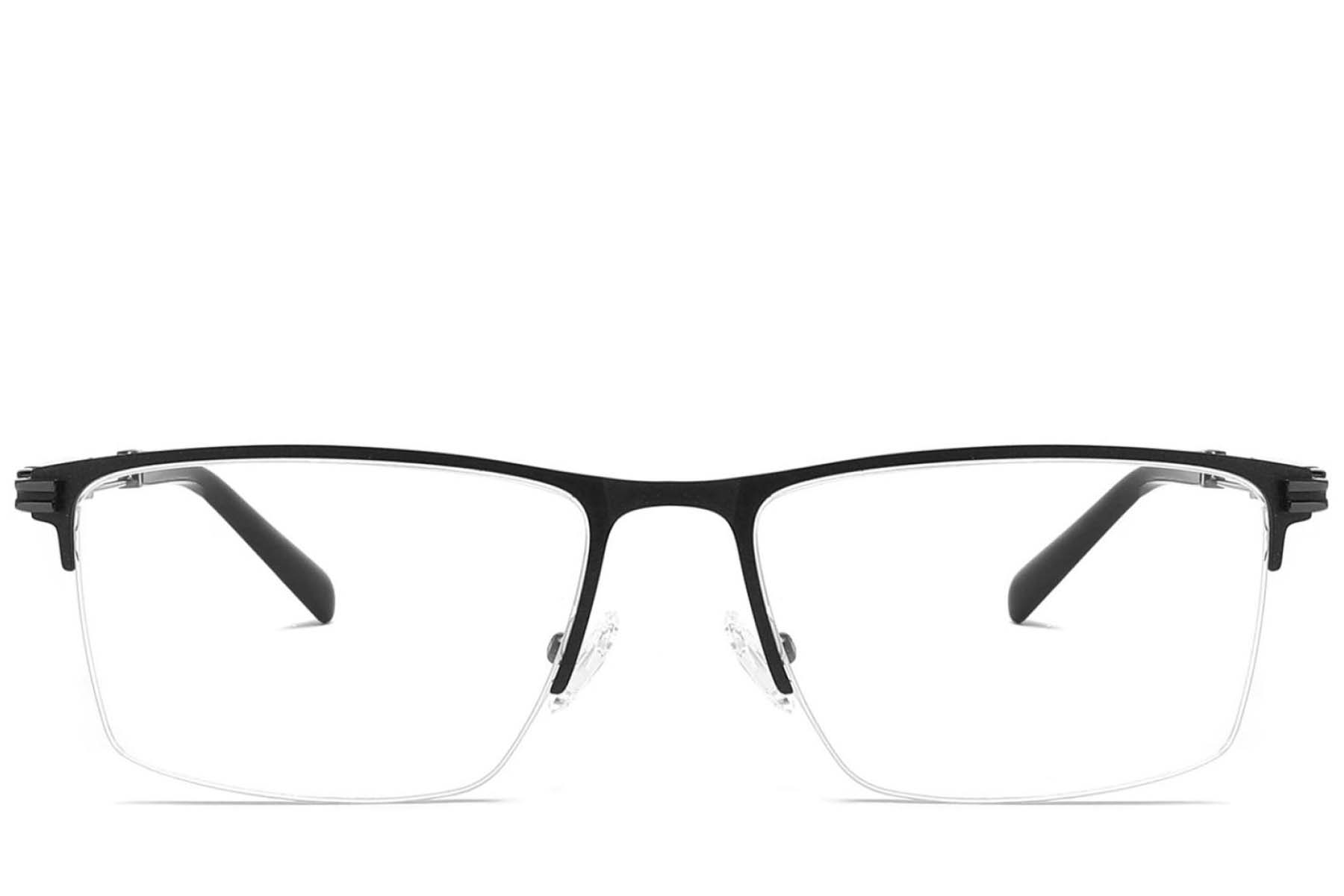 BS2425-1985_Black_Semi-rimless_Metal_Glasses_front