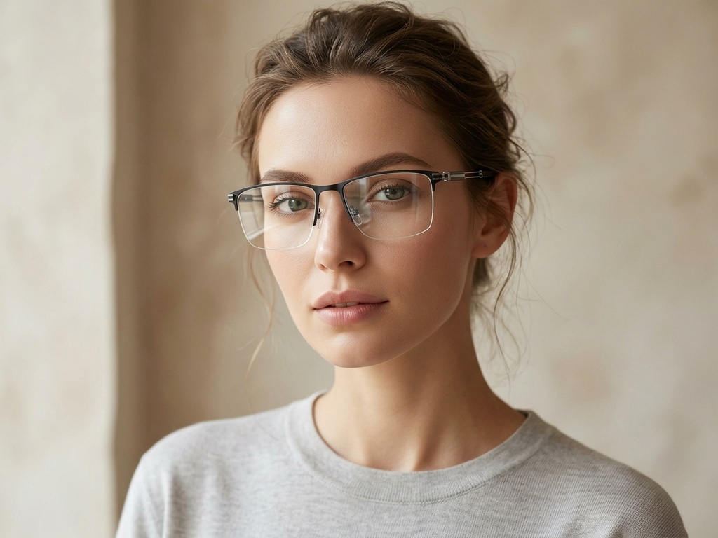 BS2425-1987_Grey_Semi-rimless_Metal_Glasses-tryon_female