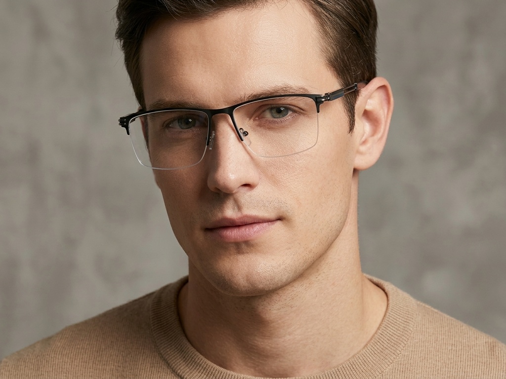 BS2425-1987_Grey_Semi-rimless_Metal_Glasses-tryon_male