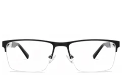 BS2425-2022_Black_Semi-rimless_Metal_Glasses_front
