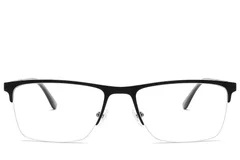 BS2425-2029_Black_Semi-rimless_Metal_Glasses_front