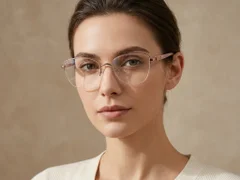 BS2425-2031_Pink_Semi-rimless_Metal_Glasses-tryon_female