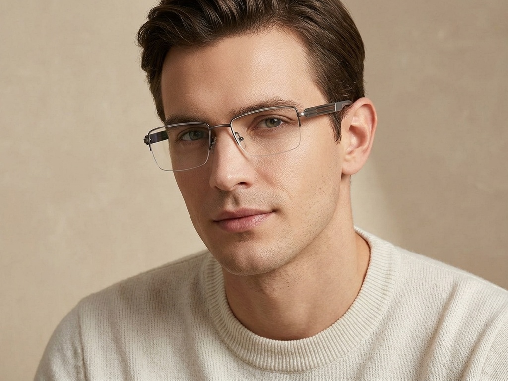 BS2425-2056_Grey_Semi-rimless_Metal_Glasses-tryon_male