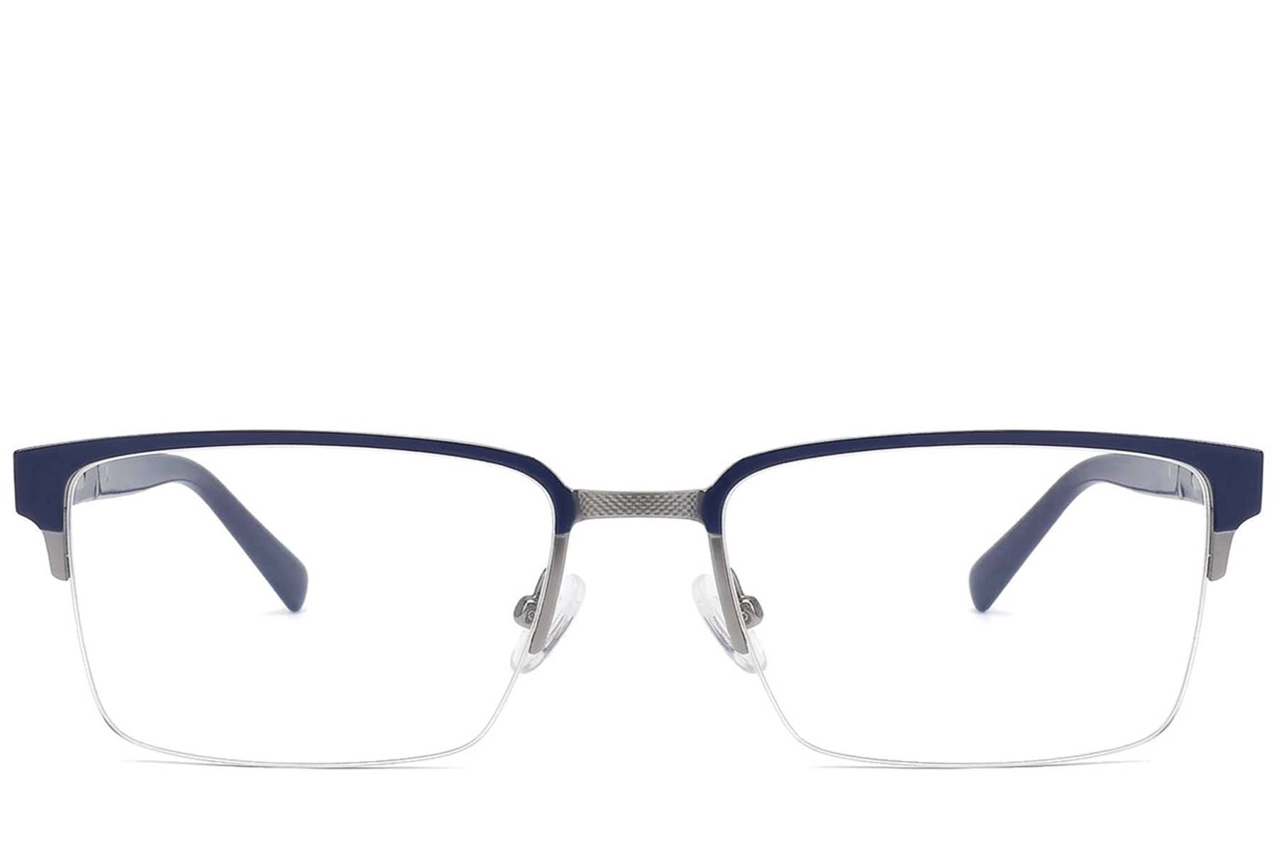 BS2425-2058_Blue_Semi-rimless_Metal_Glasses-front