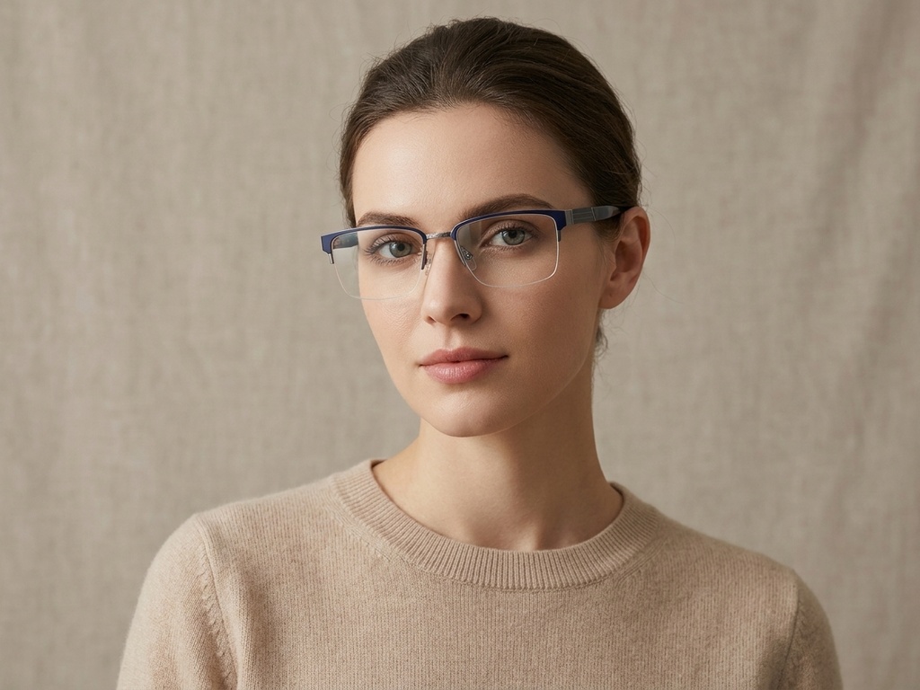 BS2425-2058_Blue_Semi-rimless_Metal_Glasses-tryon_female