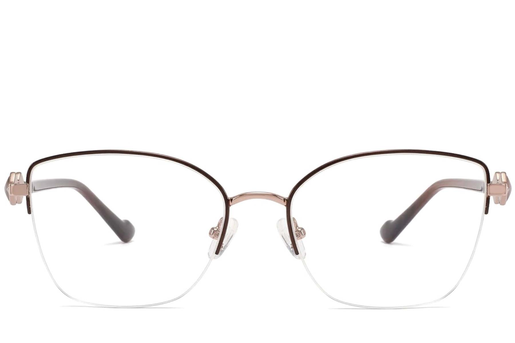 BS2425-2064_Brown_Semi-rimless_Metal_Glasses-front