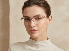 BS2425-2064_Brown_Semi-rimless_Metal_Glasses-tryon_female