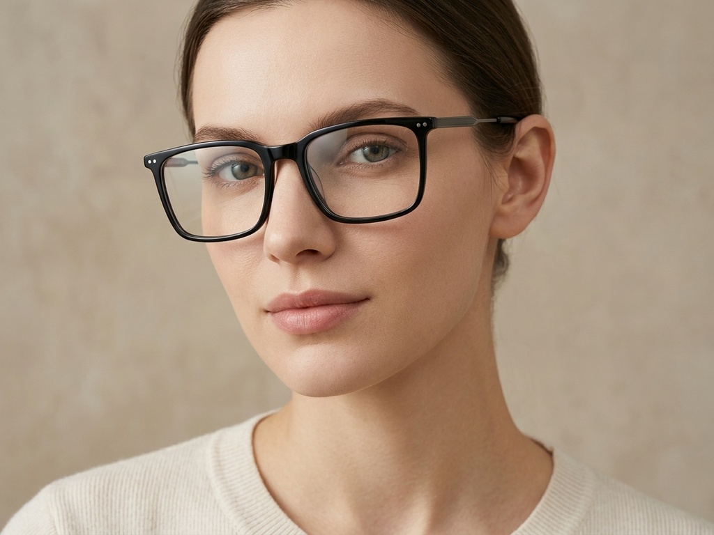 BS2425-2070_Black_Rectangular_Acetate_Glasses-tryon_female