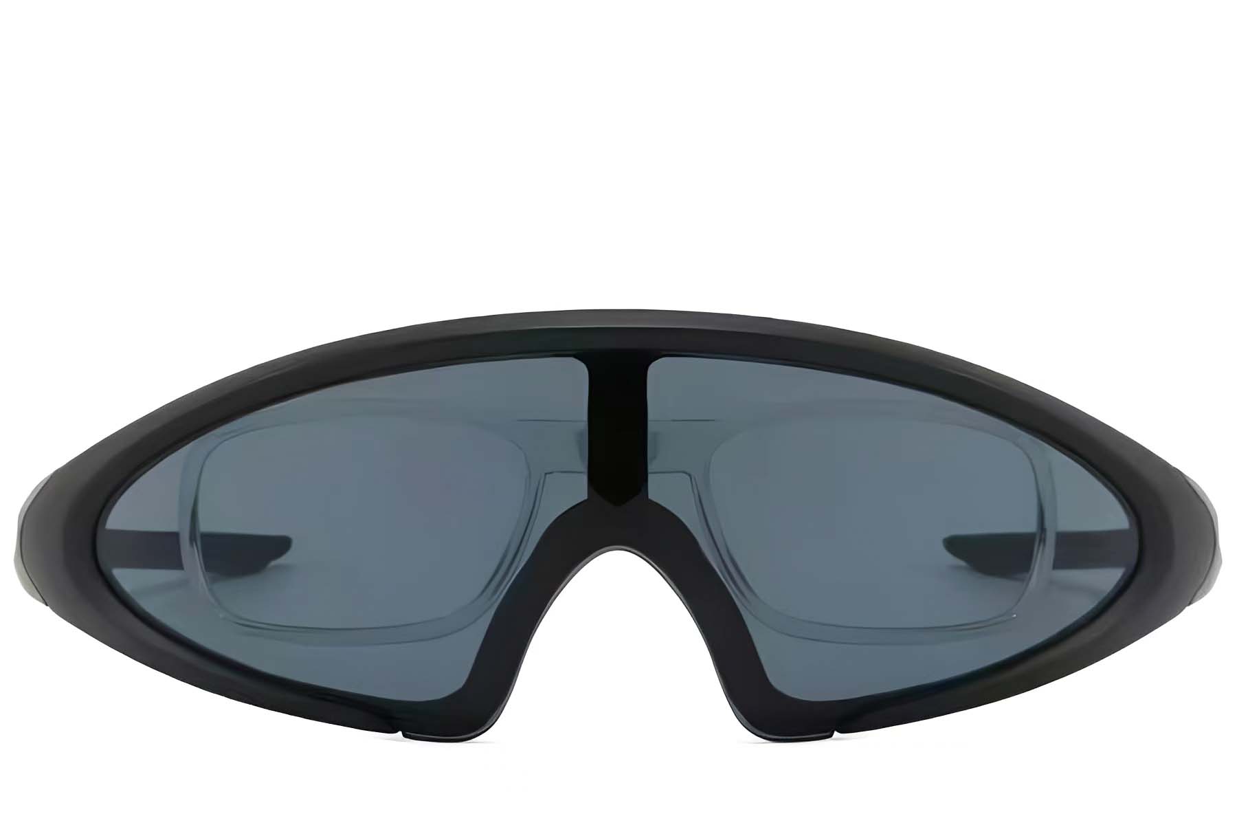 BS2426-0031_Black_Semi-rimless_Plastic_Sunglasses_front