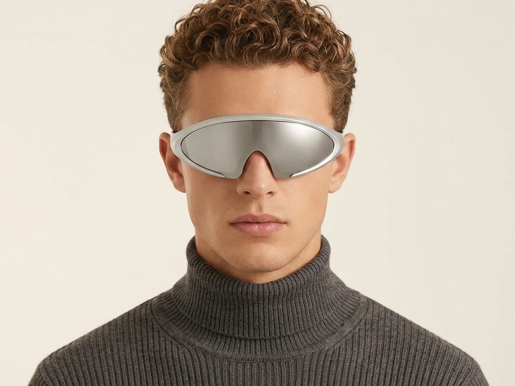 BS2426-0033_Silver_Semi-rimless_Plastic_Sunglasses-tryon_male