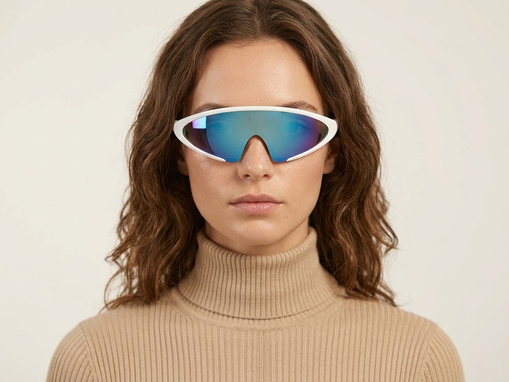 BS2426-0035_White_Semi-rimless_Plastic_Sunglasses-tryon_female