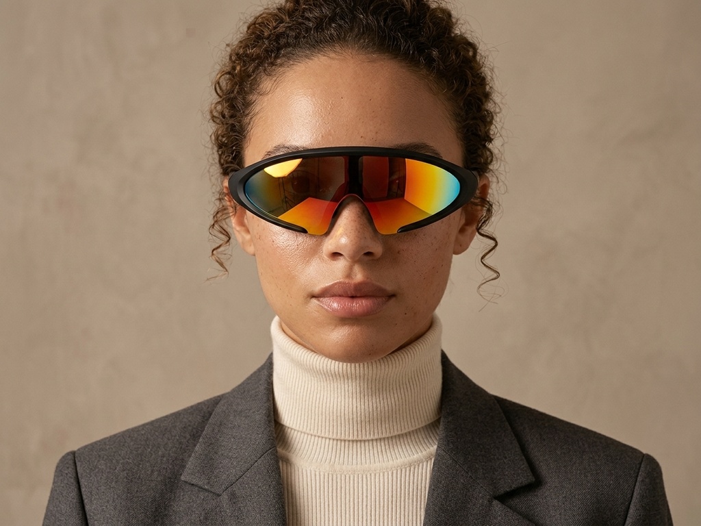 BS2426-0036_Black_Semi-rimless_Plastic_Sunglasses-tryon_female
