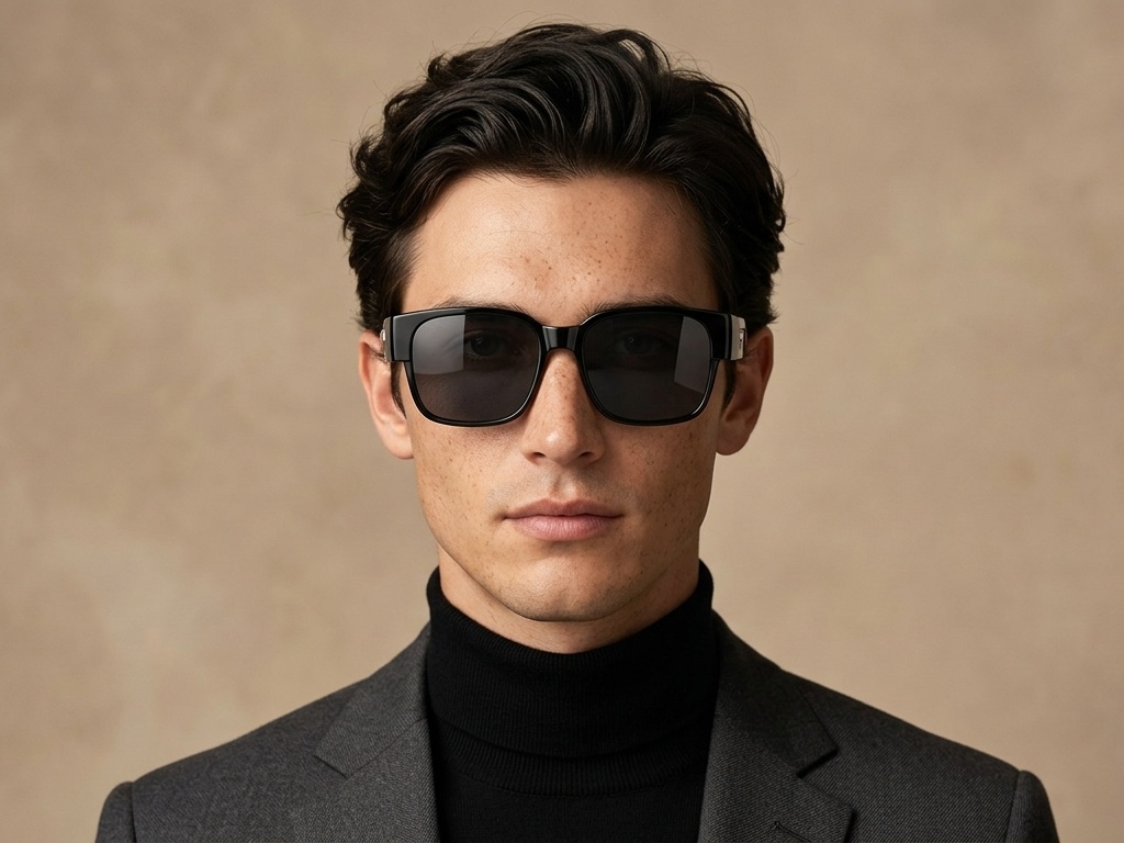 Lunettes de conduite polarisées rectangulaires en plastique noir #BS2426-0037
