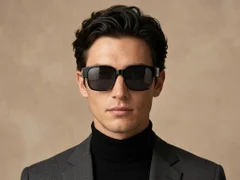 Lunettes de conduite polarisées rectangulaires en plastique noir #BS2426-0037