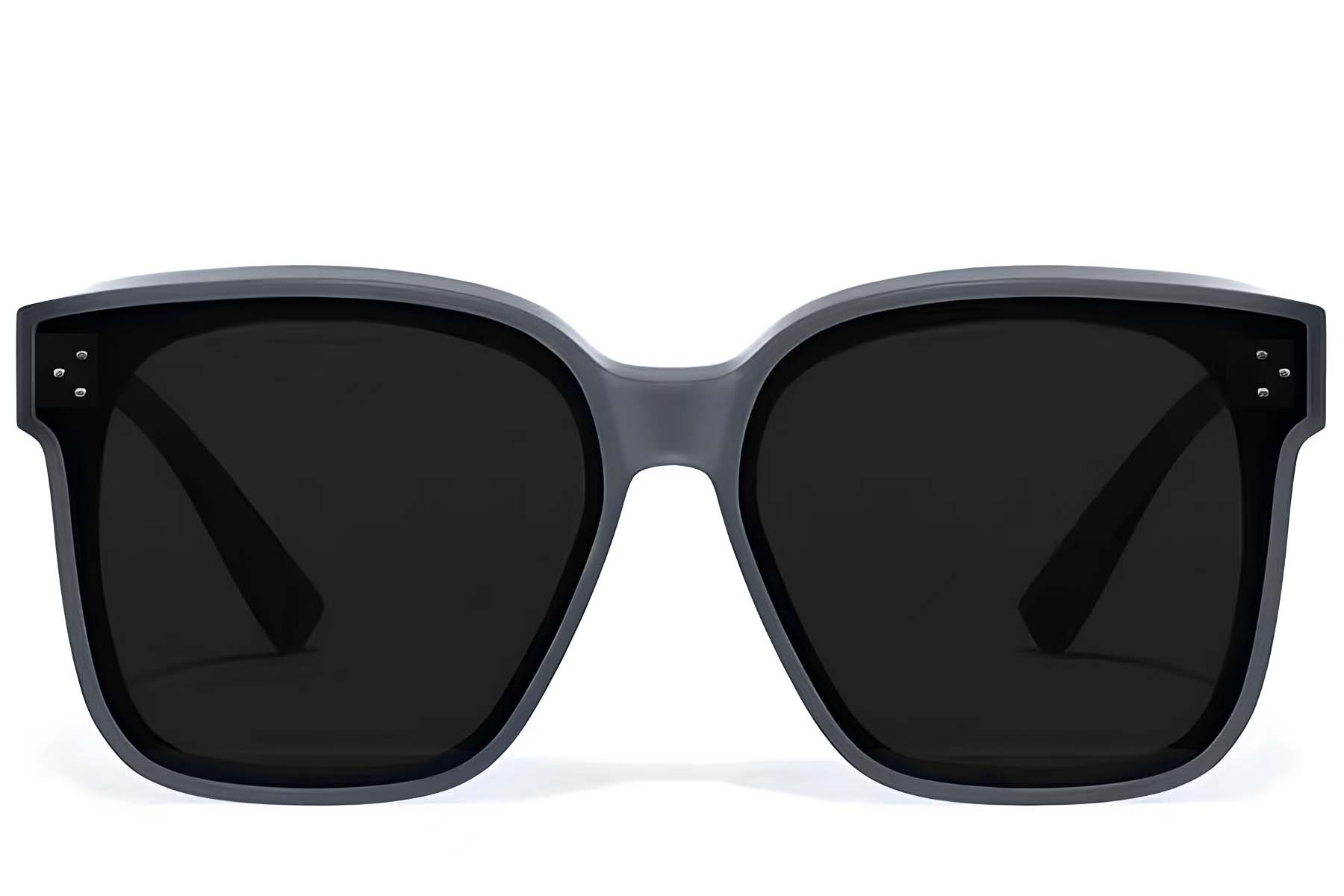 Lunettes de conduite polarisées rectangulaires en plastique gris #BS2426-0052