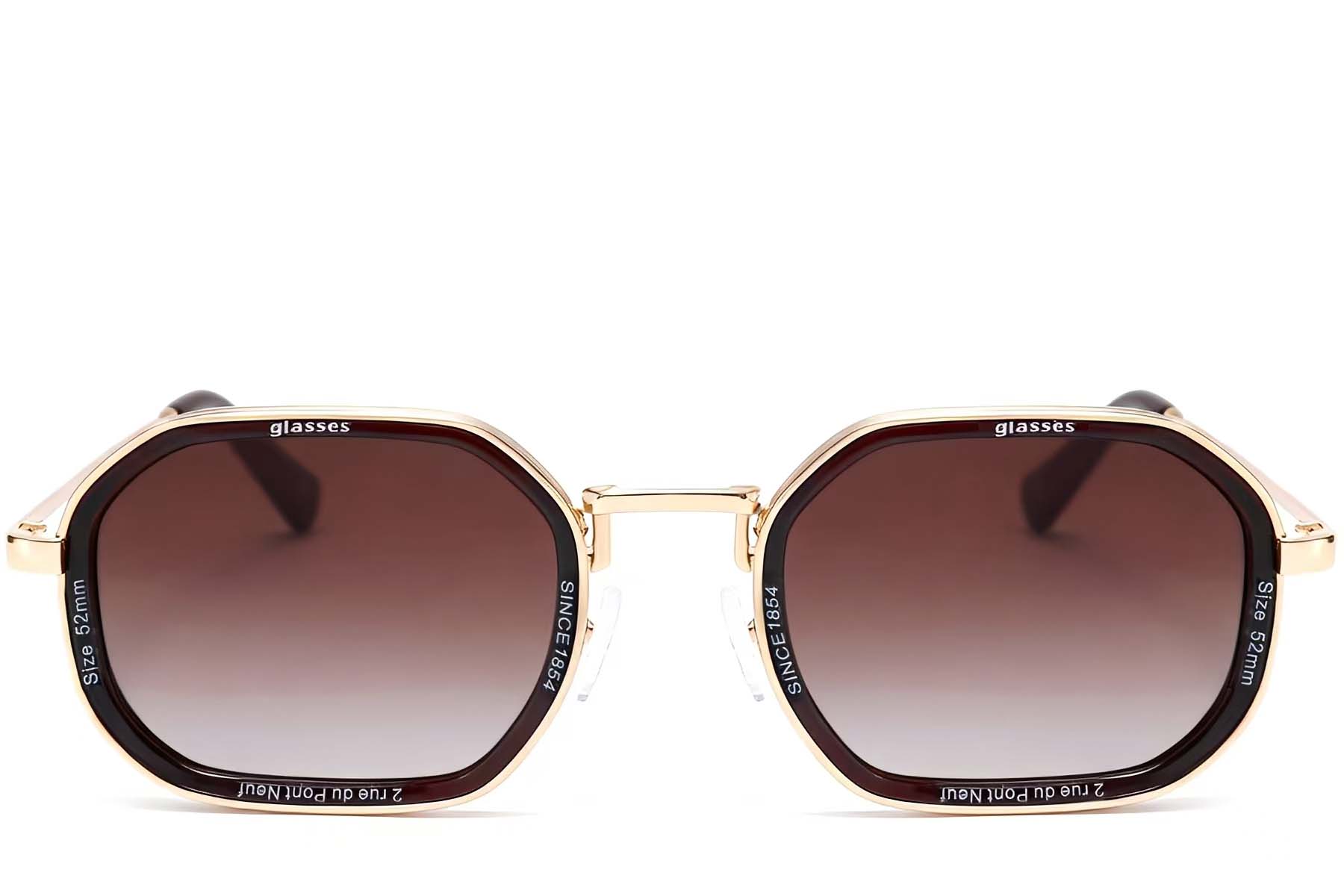 BS2503-0002_Golden_Geometric_Metal_Sunglasses_front