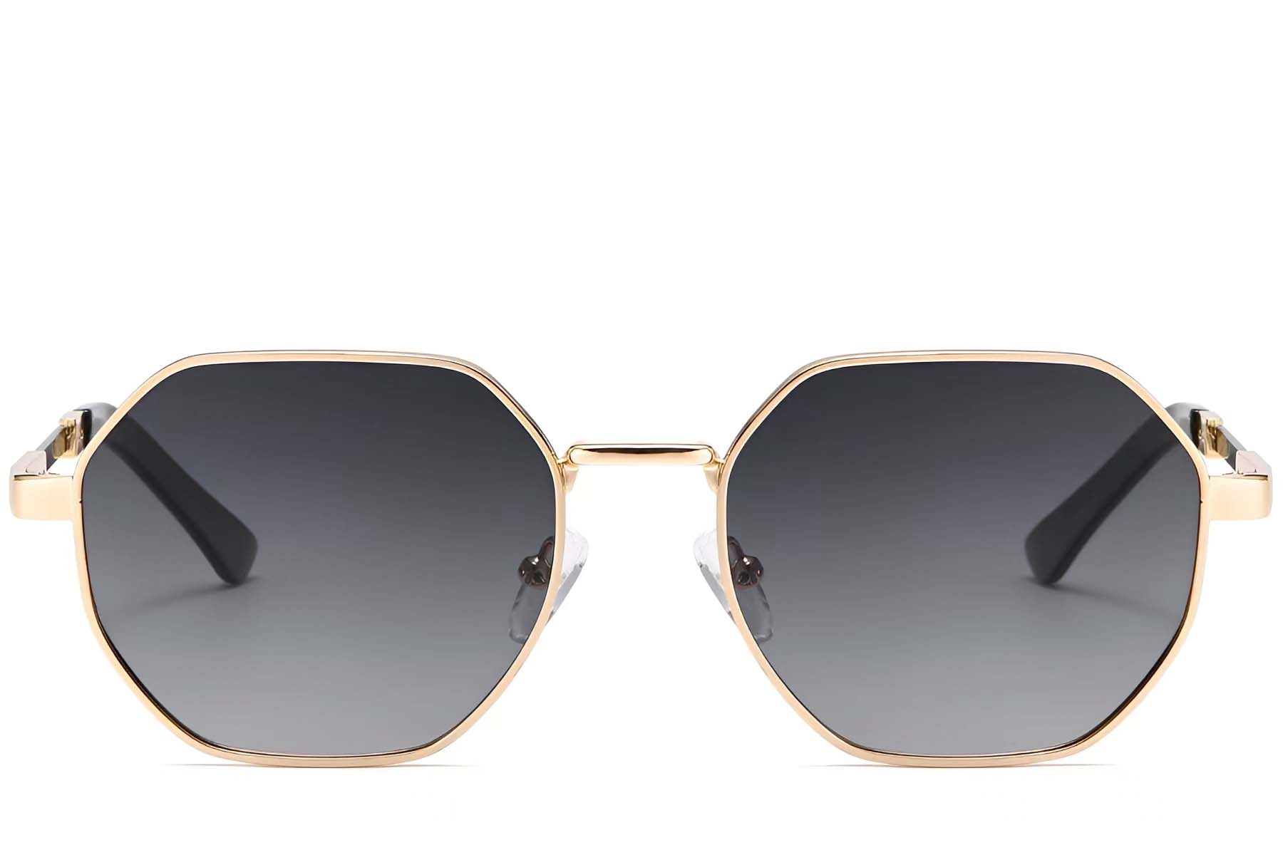 BS2503-0038_Golden_Geometric_Metal_Sunglasses_front