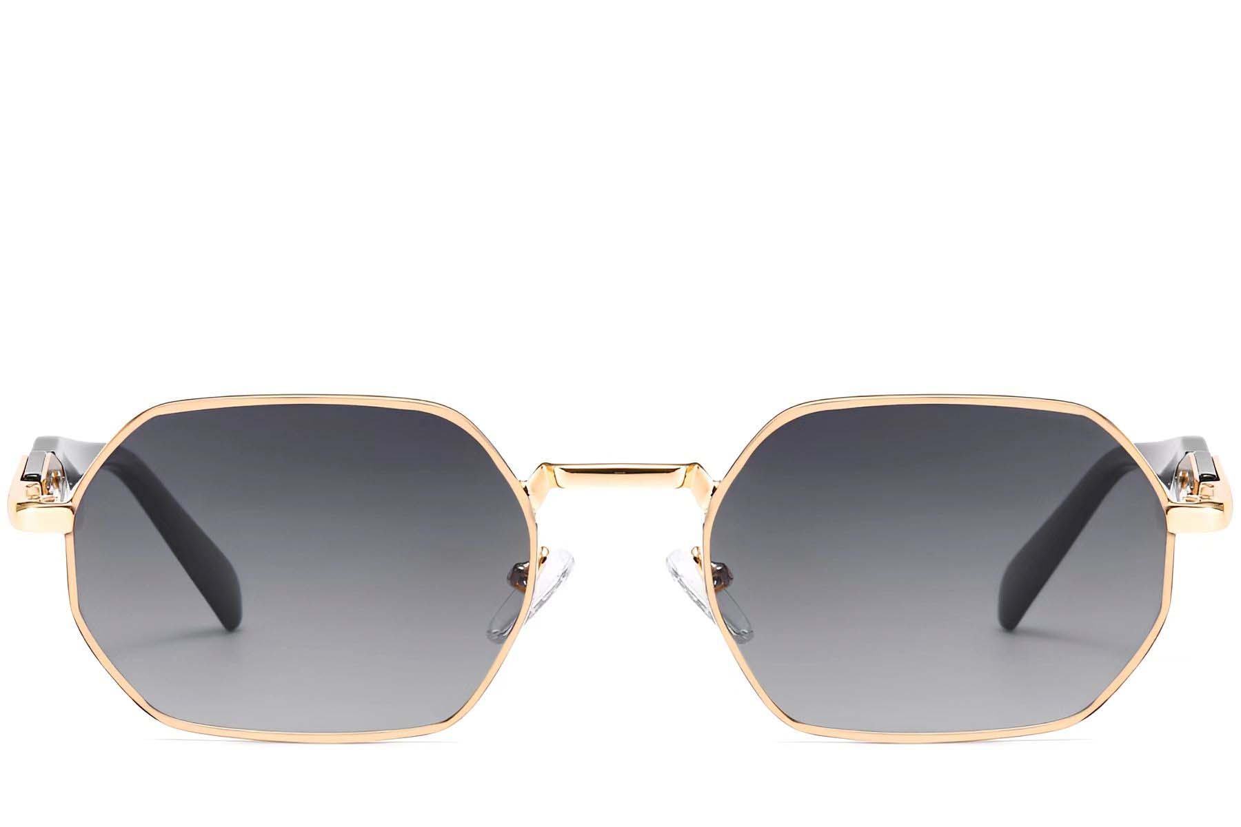 BS2503-0044_Golden_Geometric_Metal_Sunglasses_front