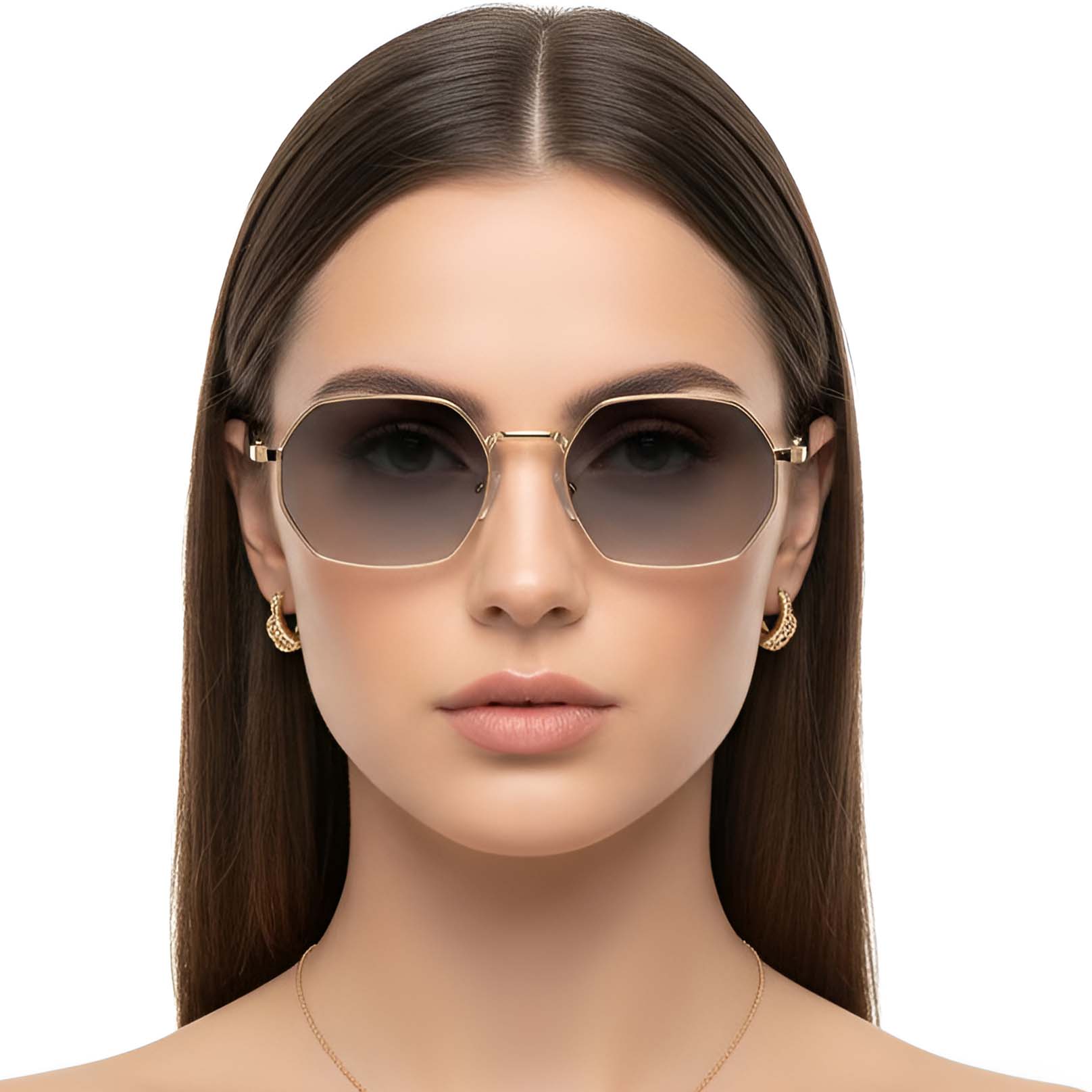 BS2503-0044_Golden_Geometric_Metal_Sunglasses_model