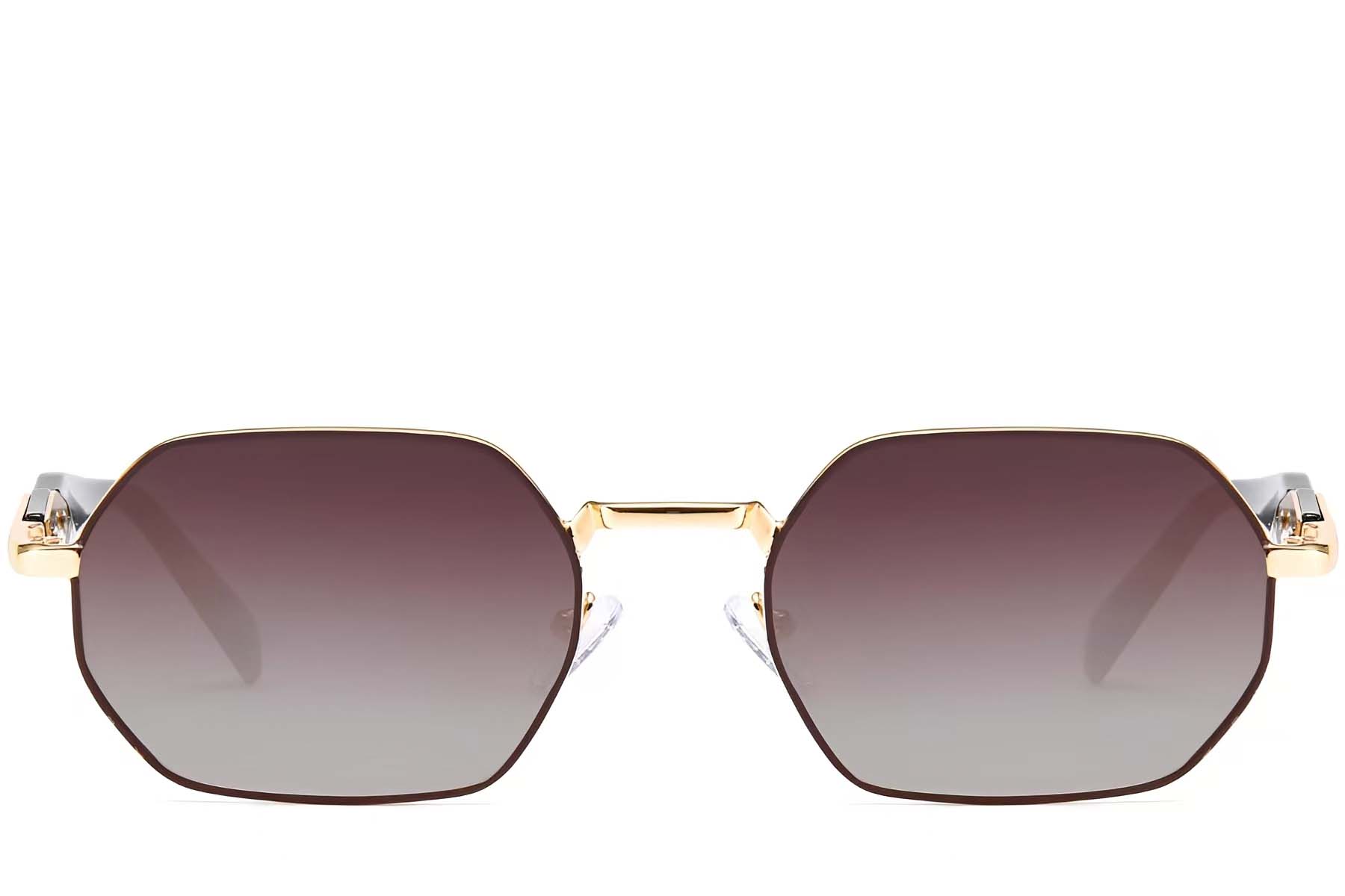 BS2503-0045_Brown_Geometric_Metal_Sunglasses_front