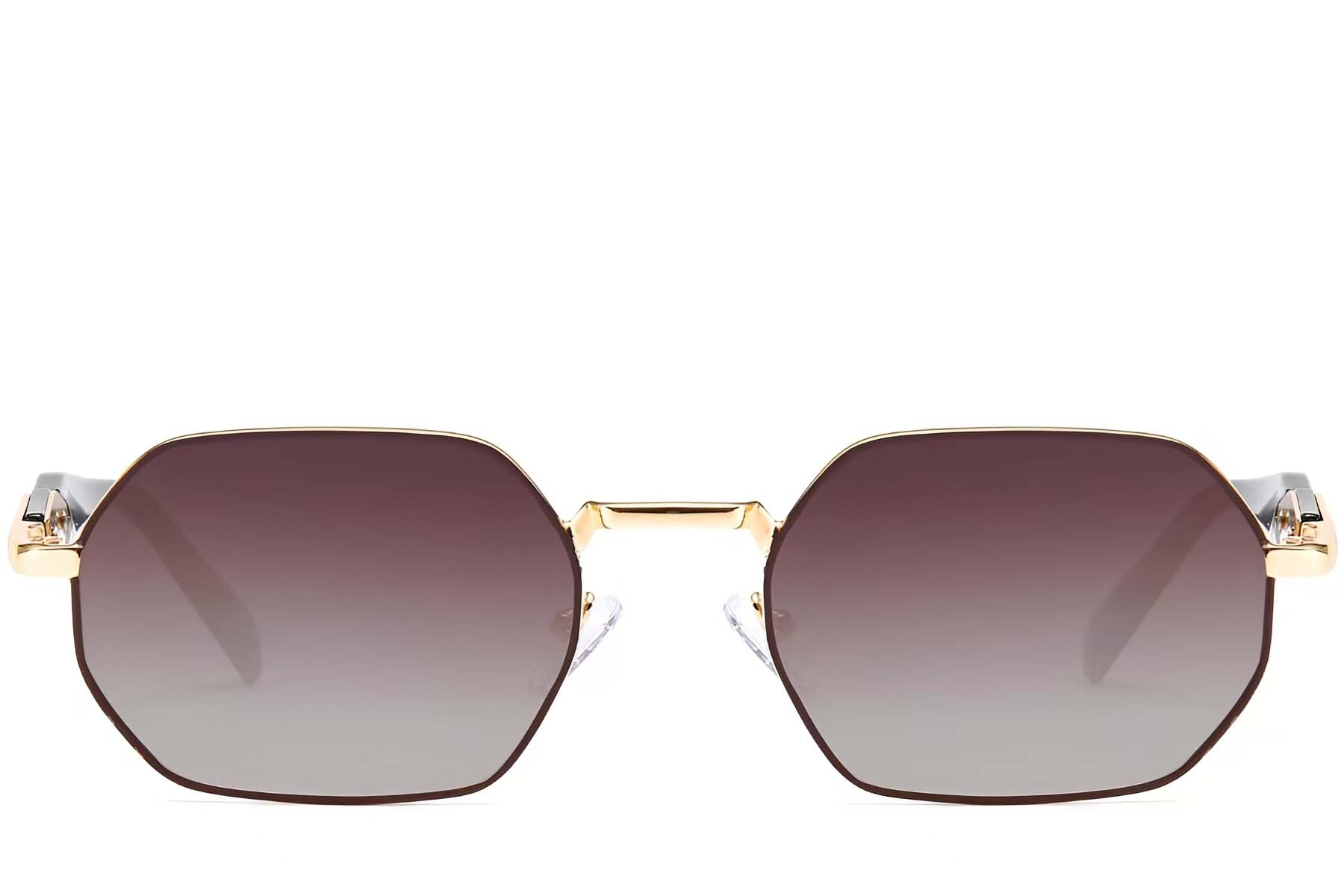BS2503-0045_Brown_Geometric_Metal_Sunglasses_front