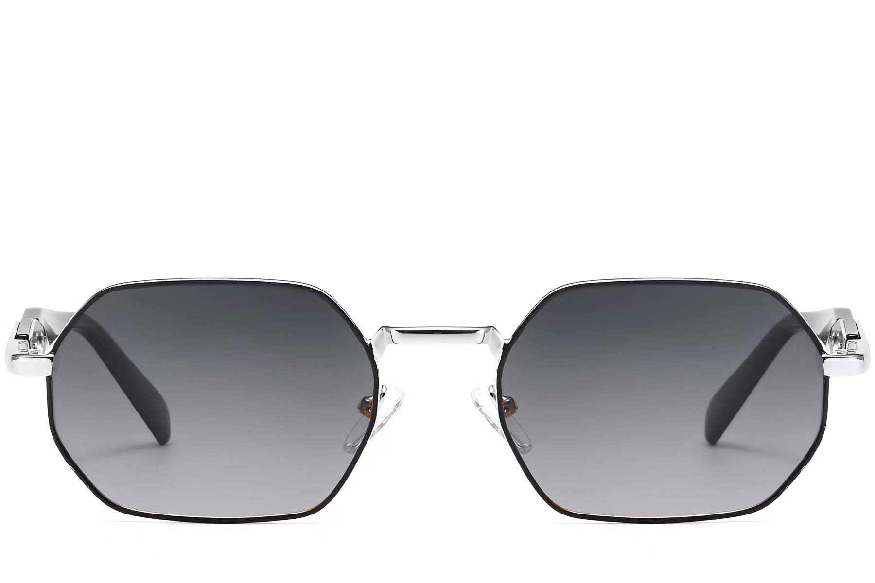 BS2503-0046_Black_Geometric_Metal_Sunglasses_front