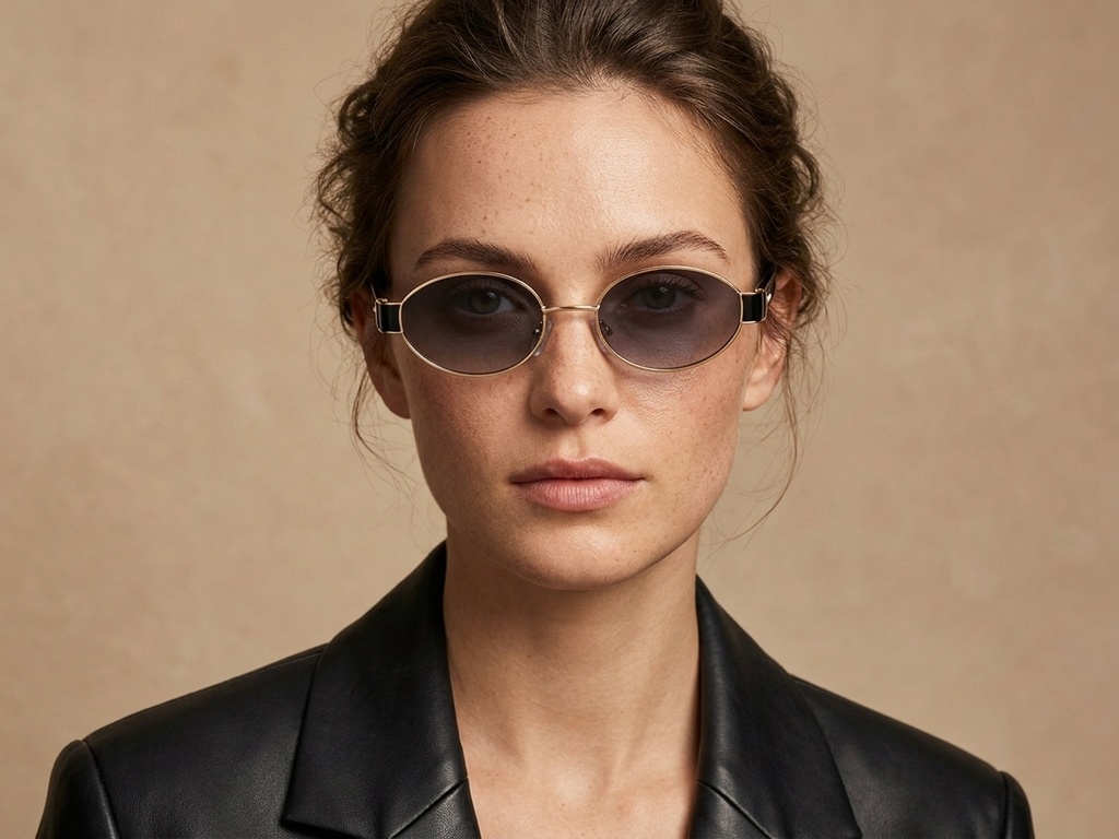 BS2503-0047_Golden_Oval_Metal_Sunglasses-tryon_female