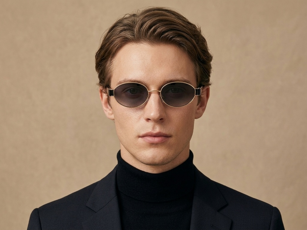 BS2503-0047_Golden_Oval_Metal_Sunglasses-tryon_male