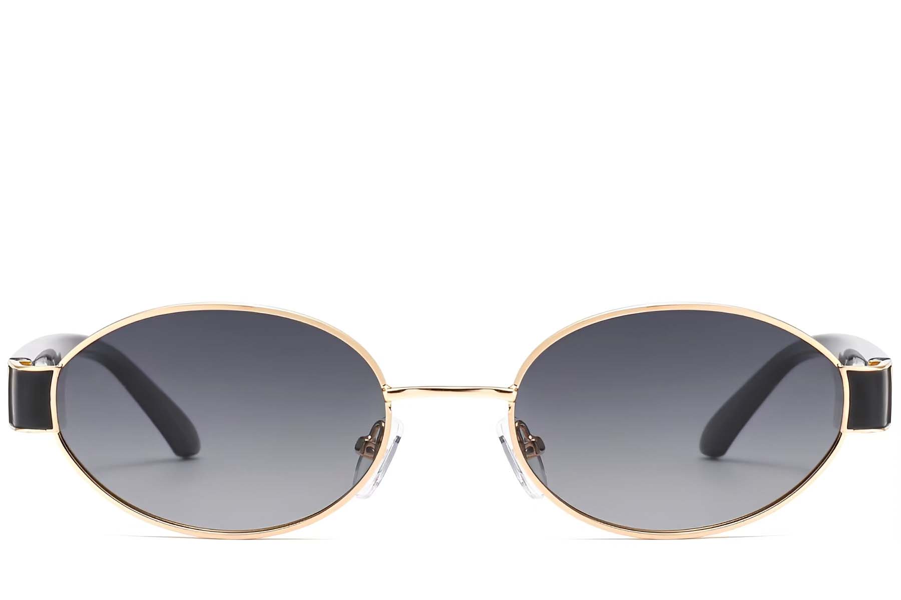 BS2503-0047_Golden_Oval_Metal_Sunglasses_front